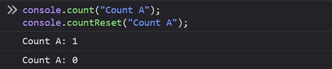 console.countReset()