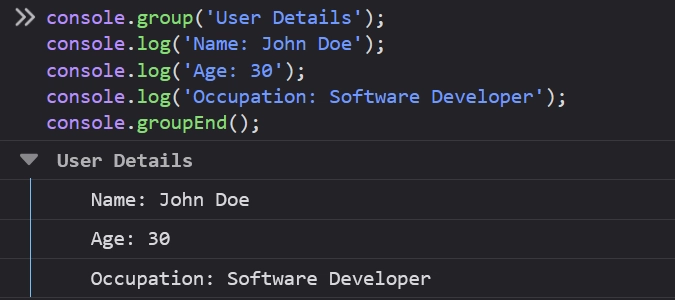 console.group()
