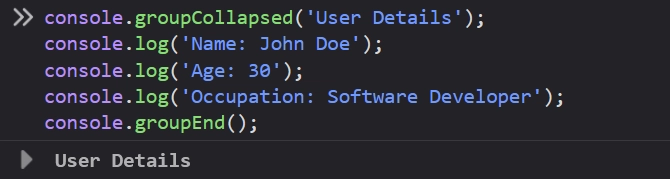 console.groupEnd()
