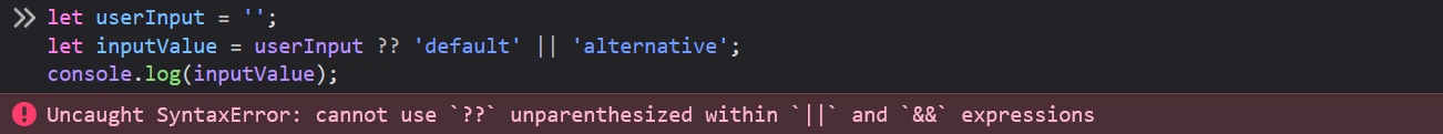 Nullish Coalescing Operator
